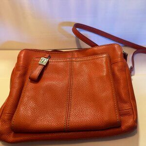 Tignanello Orange Leather Crossbody Purse